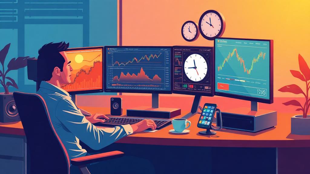 Daily trading routine workflow showing morning market analysis, chart review, and AI-assisted decision making process