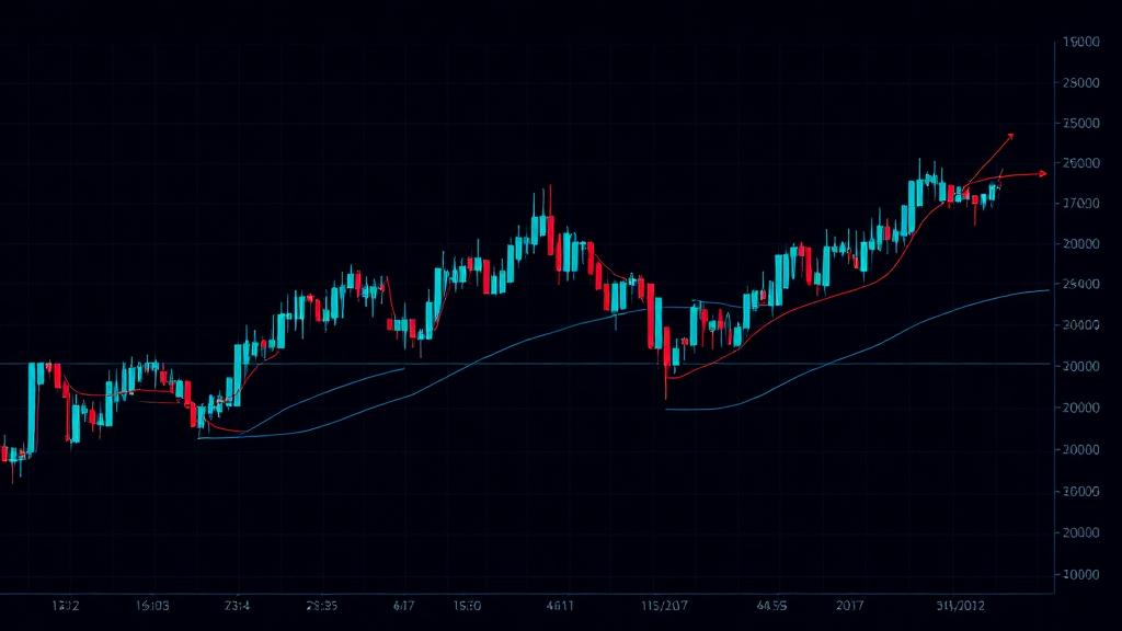 Trend analysis chart with trendlines, moving averages, and price action showing uptrend and downtrend identification